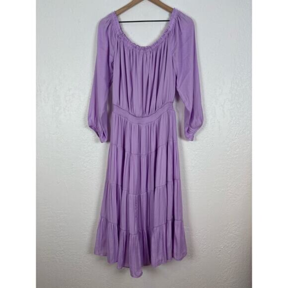 Lilly Pulitzer Jennie Midi Dress in Lilac Freesia Dotty Satin NWT Size XL - Picture 2 of 6